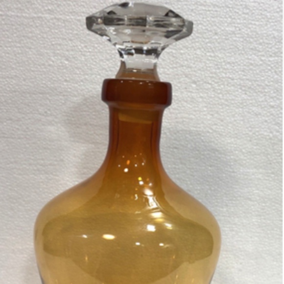 Vintage Cambridge Amber Glass 11” Liquor Decanter / Clear Stopper Handmade USA - Picture 3 of 15